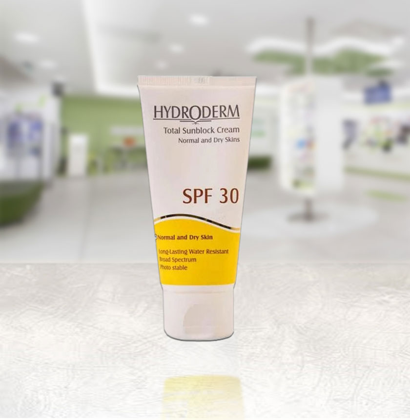 کرم ضد آفتاب SPF30 رنگی هیدرودرم مناسب پوست های معمولی و حساس ۵۰ گرم