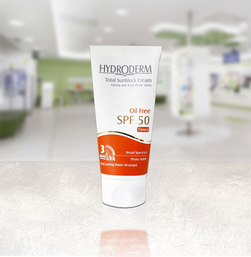 ضد آفتاب رنگی فاقد چربی هیدرودرم SPF50 مناسب پوست های چرب و آکنه دار ۵۰ میلی لیتر